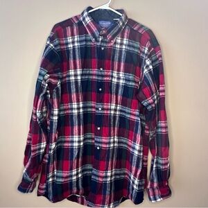 Pendleton Navy/Red/Green Plaid Button Down Shirt XL Long, Casual, Warm